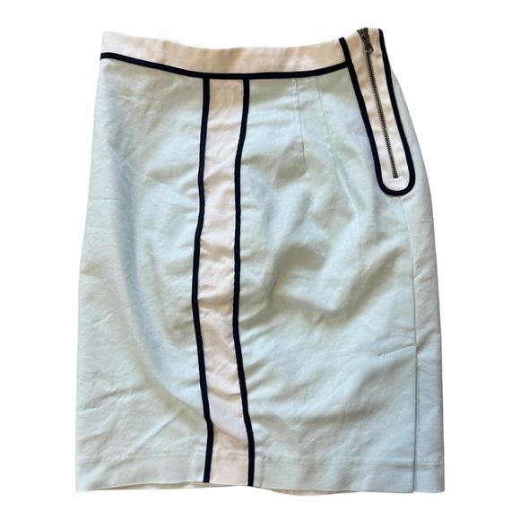 Club Monaco Light Blue Pencil Skirt with White and Black Trim and Zipper Detail - Picture 5 of 7